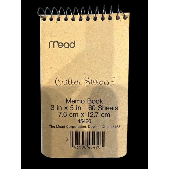 80s Mead Memo Pad Critter Sitters Dog & Mouse Cheer Squad, Notebook Has Writing - Picture 3 of 6